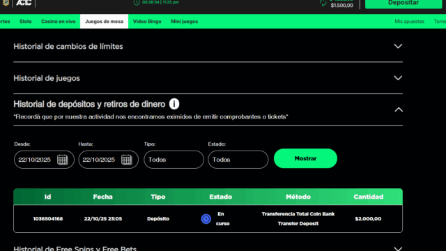 Confirmación de depósito Bplay
