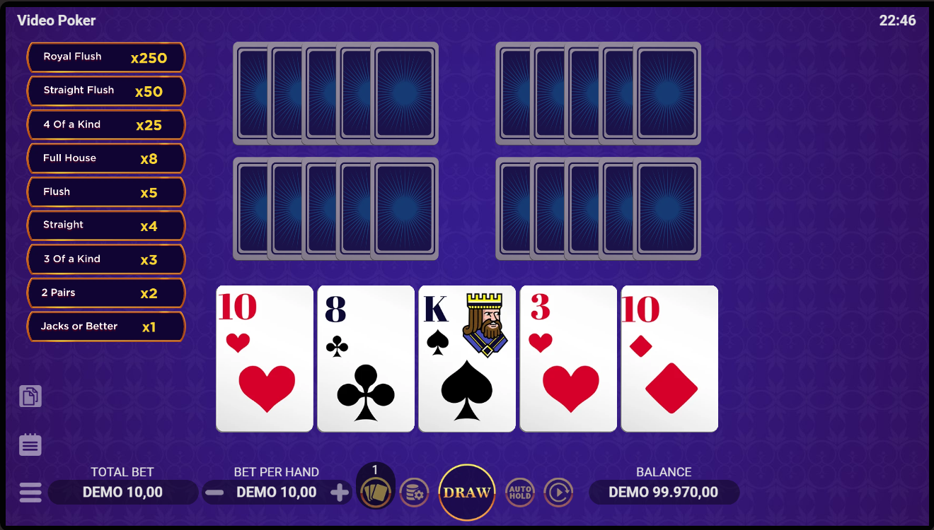 Juego de video poker en National casino