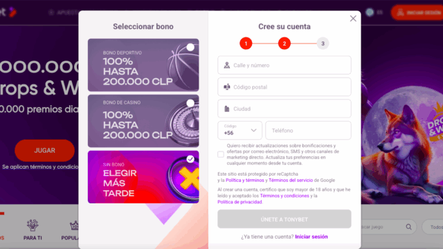 Registro tonybet reseña 3