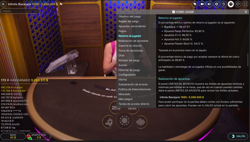Infinite-Blackjack-juego en vivo-4