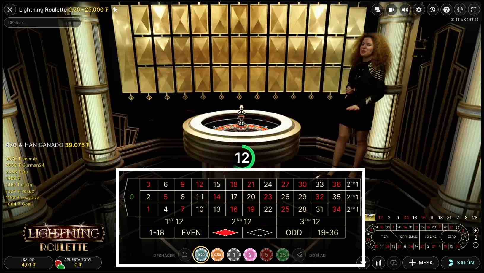 Lightning Roulette apuesta 1