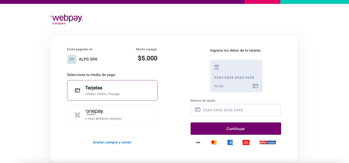 WebPay depósito 5