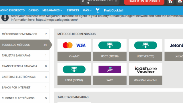 Depósito en casino online Megapari 3