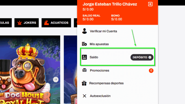 Depósito en casino online Betwarrior 1