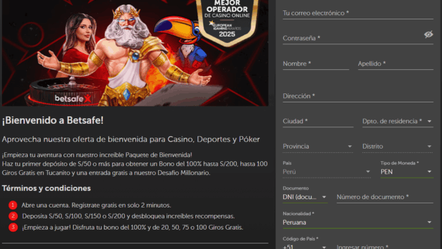 Registro en casino online Betsafe 2
