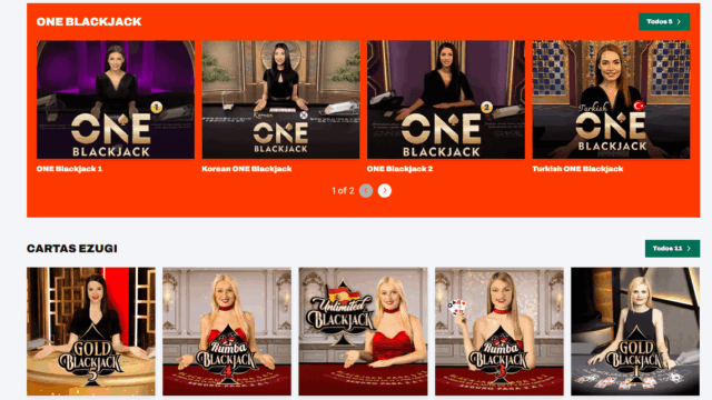 Juegos en vivo en casino online Betwarrior 2