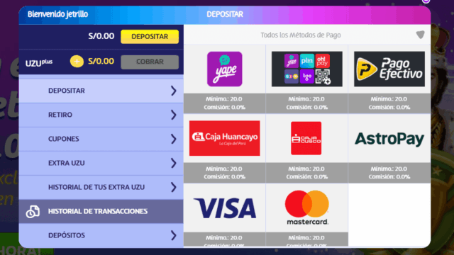 Depósito en casino online PlayUZU 4