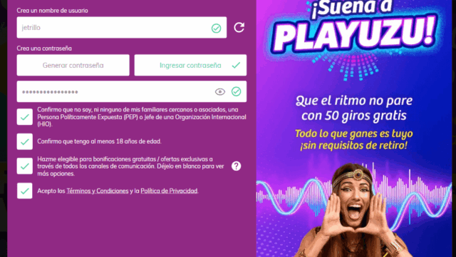 Registro en casino online PlayUZU 1