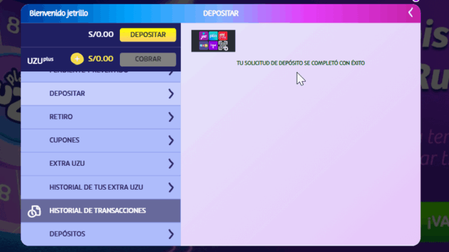 Depósito en casino online PlayUZU 1