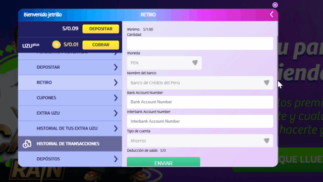 Retiro en casino online PlayUZU 1