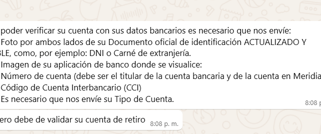 Retiro en casino online Meridianbet 1