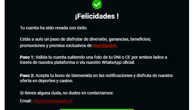 Registro en casino online Meridianbet 1