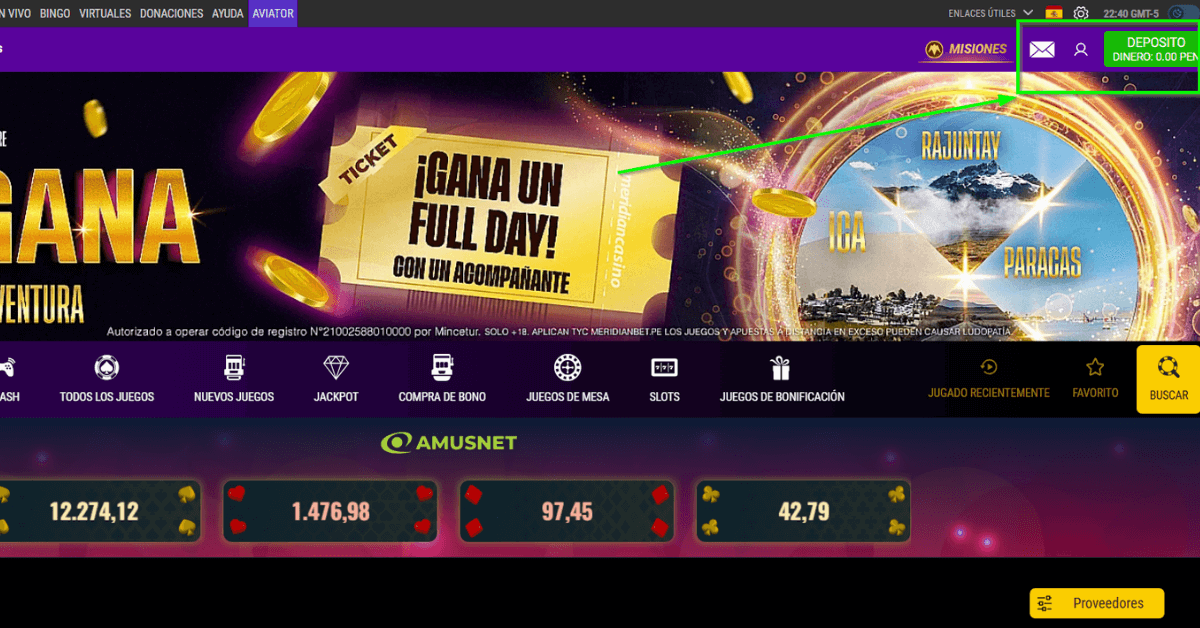 Casino online con Visa paso 1