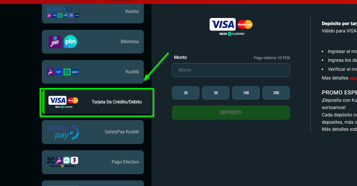 Casino online con Visa paso 2