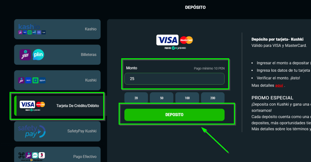 Casino online con Visa paso 3