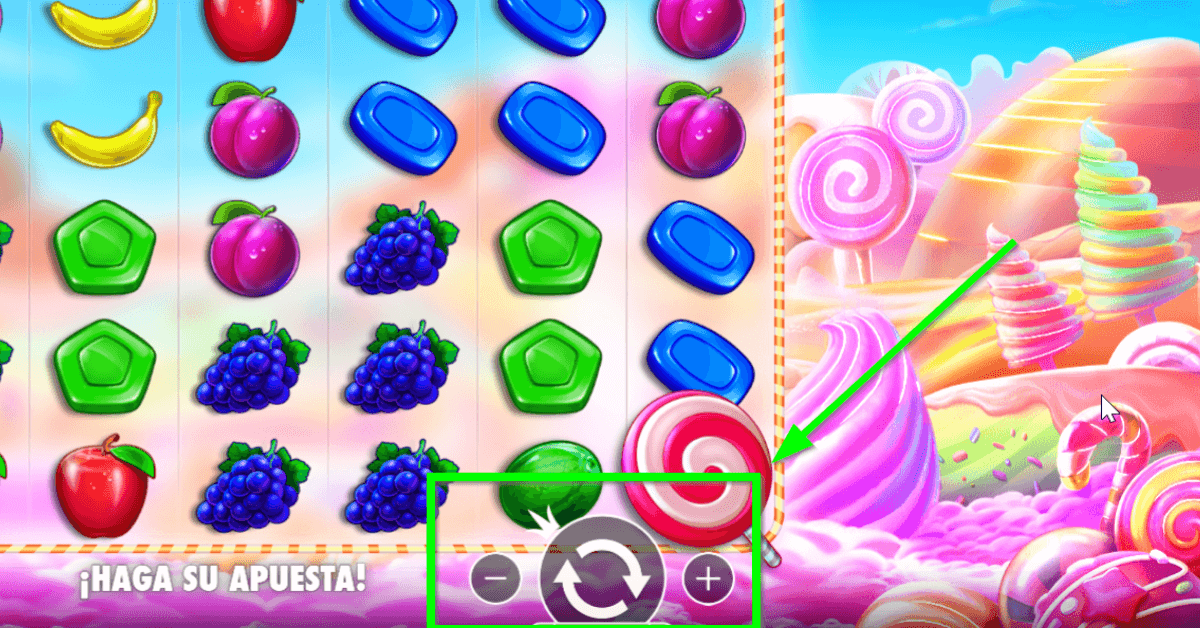 Botón de spin de Sweet Bonanza