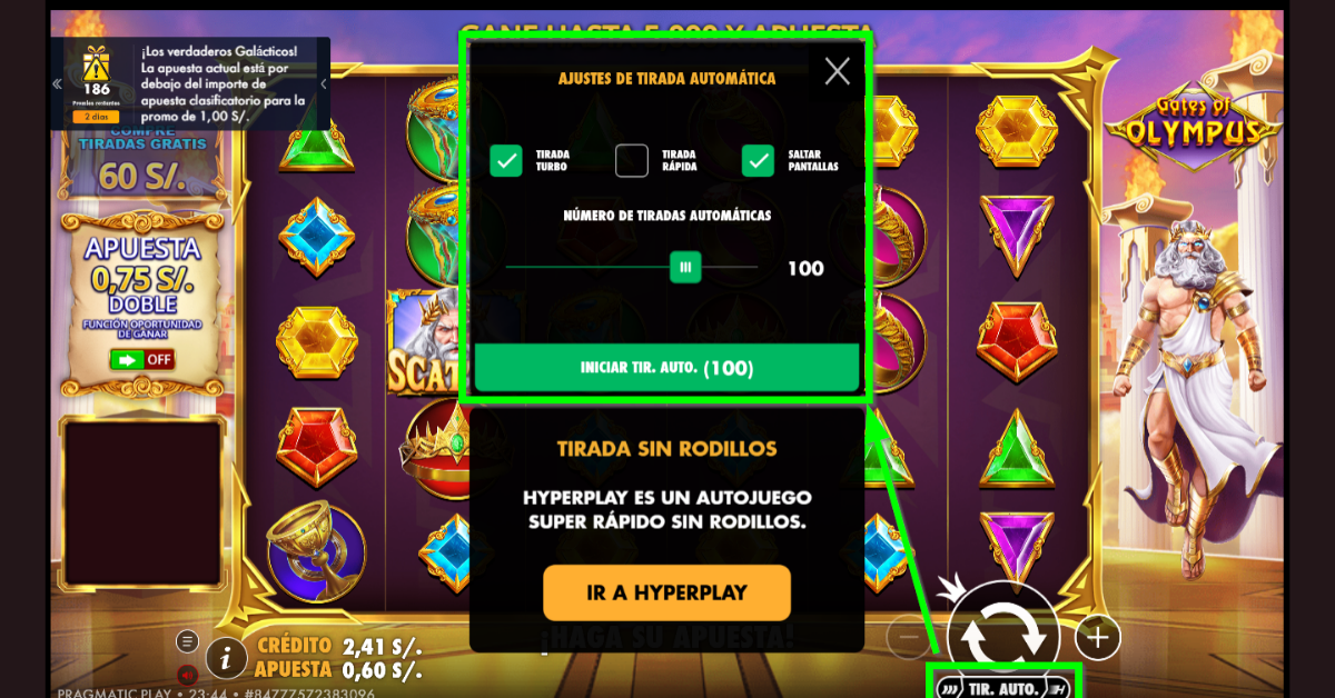 Giros automáticos en Gates of Olympus