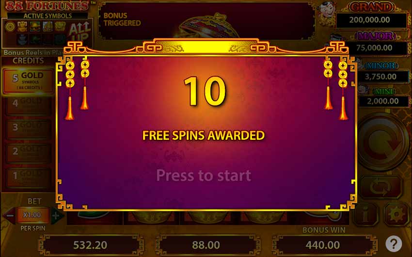 Free Spins 88 Fortunes