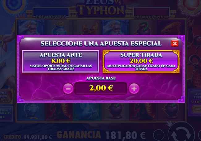 Zeus vs Typhon - Apuestas Especiales