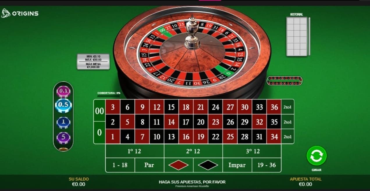 Pantallazo de Ruleta Americana versión demo en GoldenPark