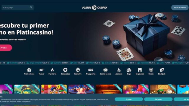 Vista general de Platin Casino online desde la reseña con experiencia real en video