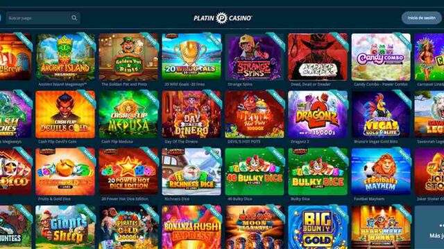 Catálogo de slots de Platin Casino con más de 2700 juegos disponibles en 2025