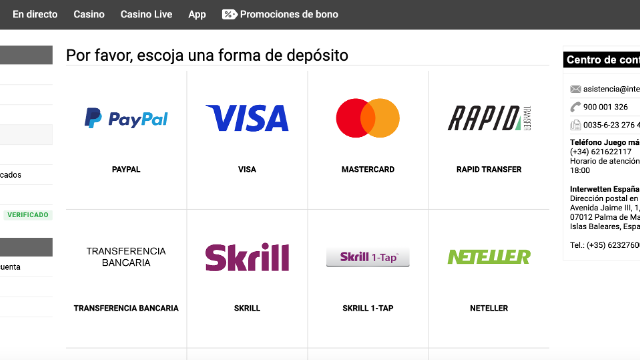 Como hacer un depósito en Interwetten