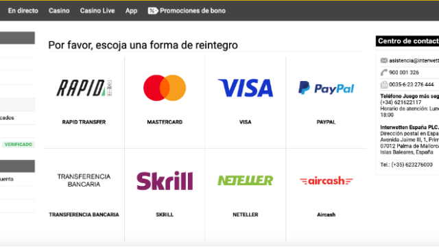 Como hacer un retiro en Interwetten