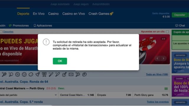 Como hacer un retiro en Marathonbet