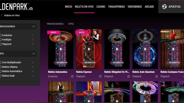 Juegos de casino en vivo que puedes encontrar en Goldenpark Casino