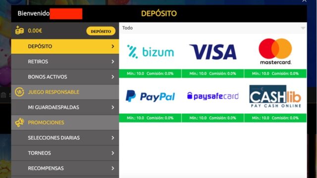 Como hacer un depósito en Mega Casino