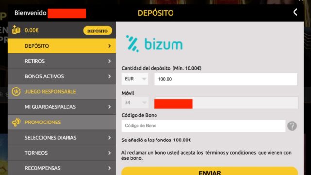 Como hacer un depósito en Mega Casino
