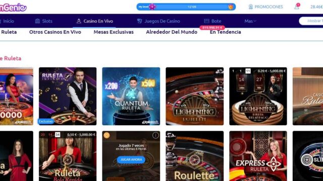 Juegos de casino en vivo de Spingenie