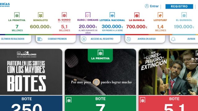 primera impresión de la web de loteria y apuestas del estado