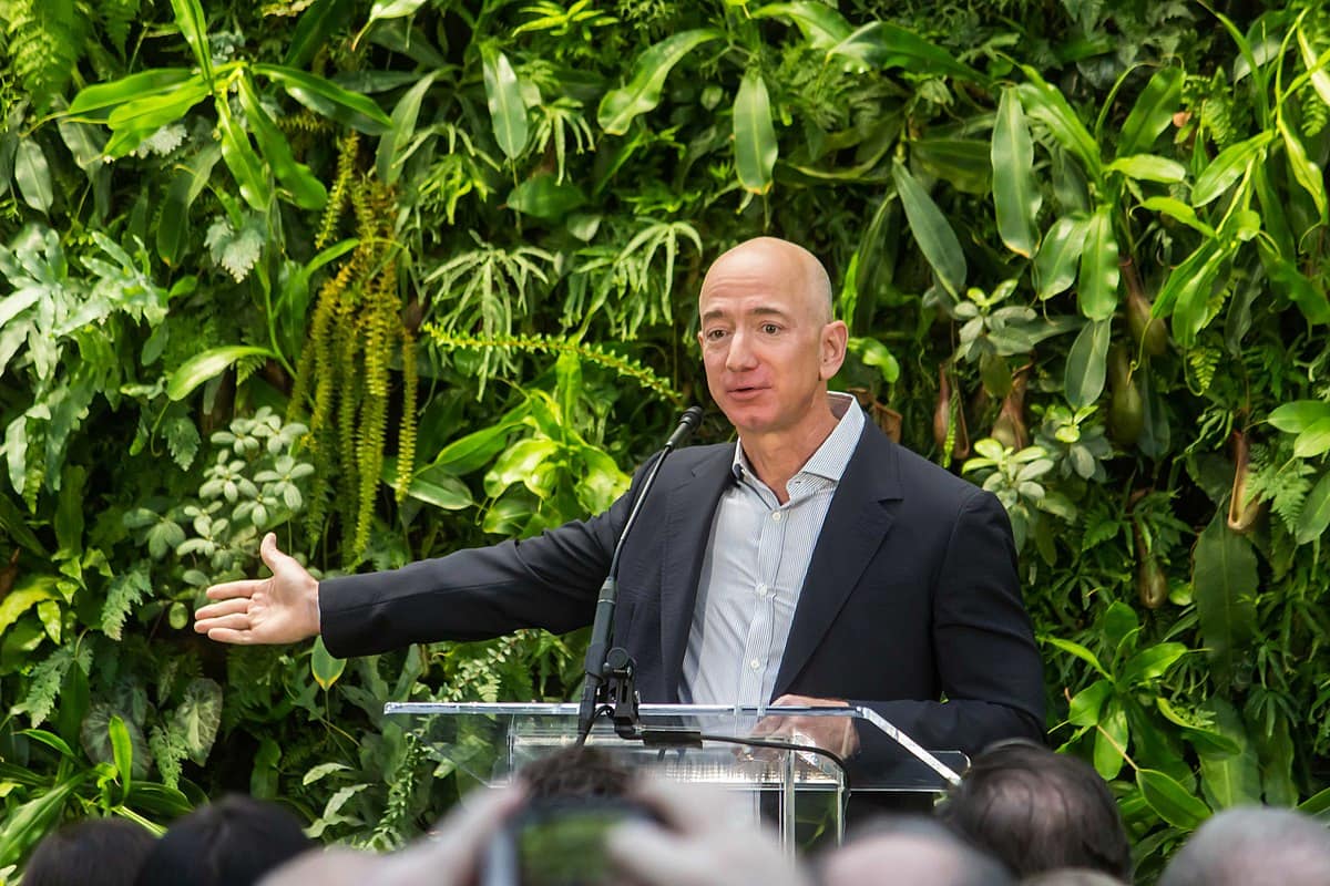 Jeff Bezos en la inauguración de las Amazon Spheres en Seattle