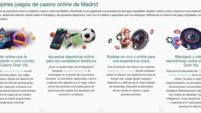 Servicios y catálogo de Casino Gran Vía online