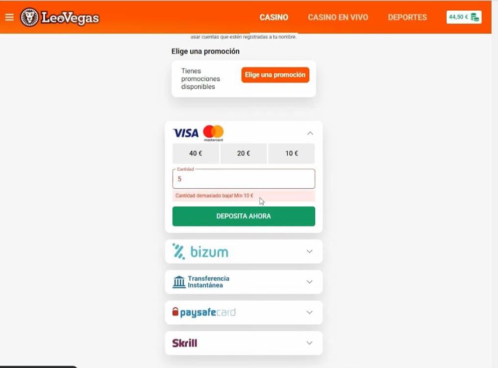 Paso 2. Elige Visa e introduce el importe