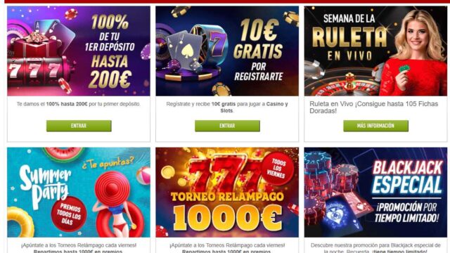 Ofertas de bonos de casino, apuestas y casino en vivo en Sportium