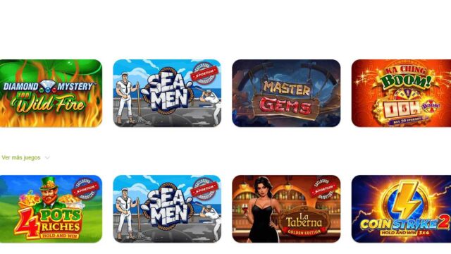 Cuadrícula de tragaperras y juegos disponibles en Sportium Casino