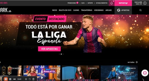 Página principal del casino online GoldenPark