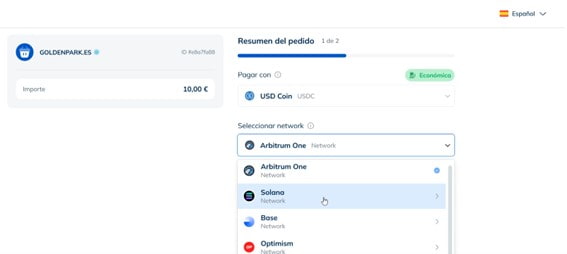 Paso 4. Elegir USD Coin y la red adecuada