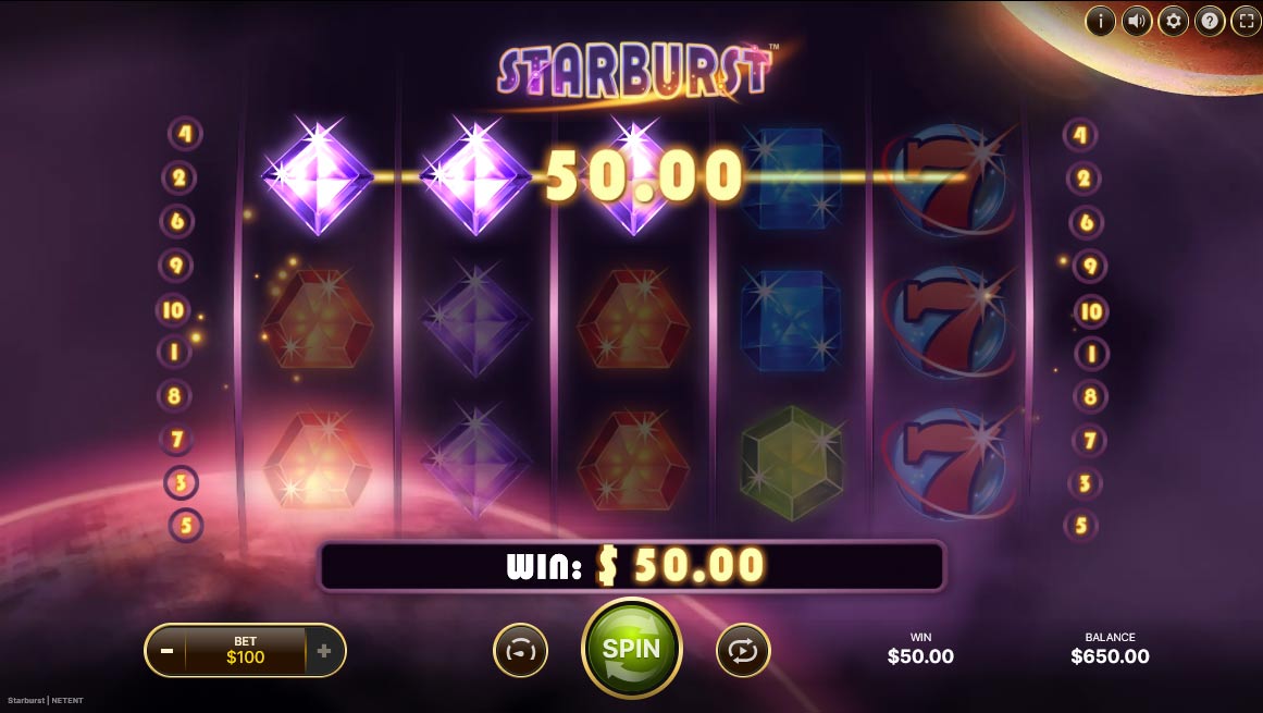 Ganando de izquierda a derecha en Starburst