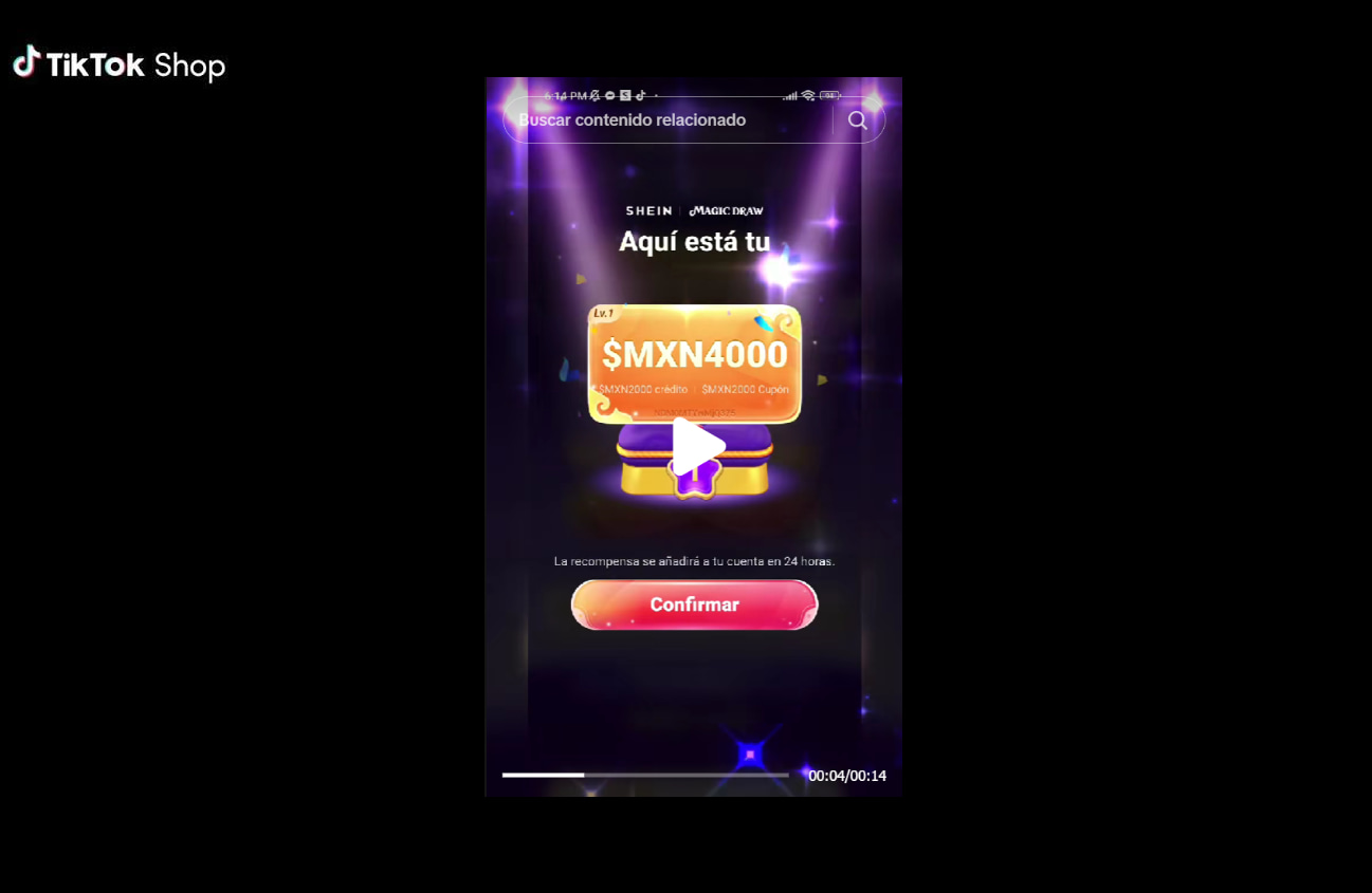 Ejemplo de caja sorpresa en TikTok Shop