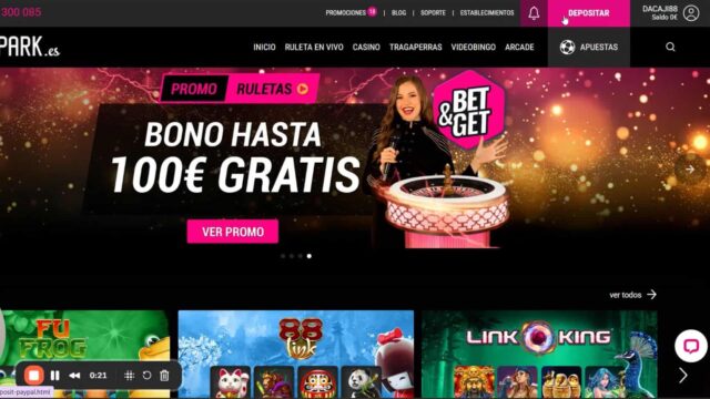 Muestra cómo depositar dinero real en casino online GoldenPark con el método de pago transferencia