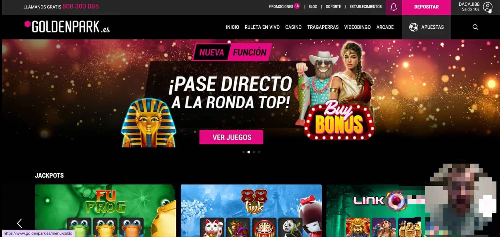 Muestra cómo retirar dinero real en casino online GoldenPark con el método de pago transferencia