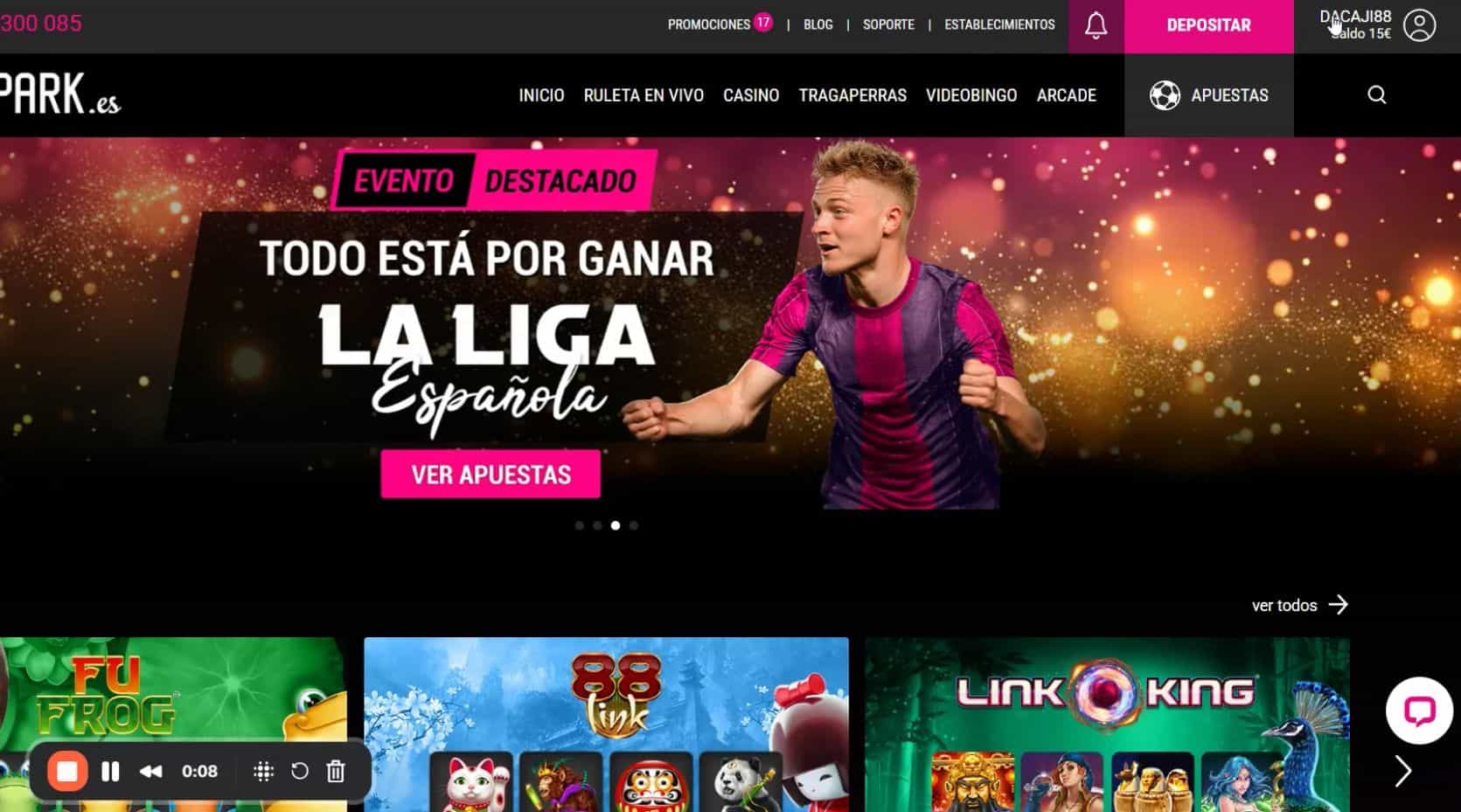 Muestra cómo depositar dinero real en casino online GoldenPark con el método de pago transferencia