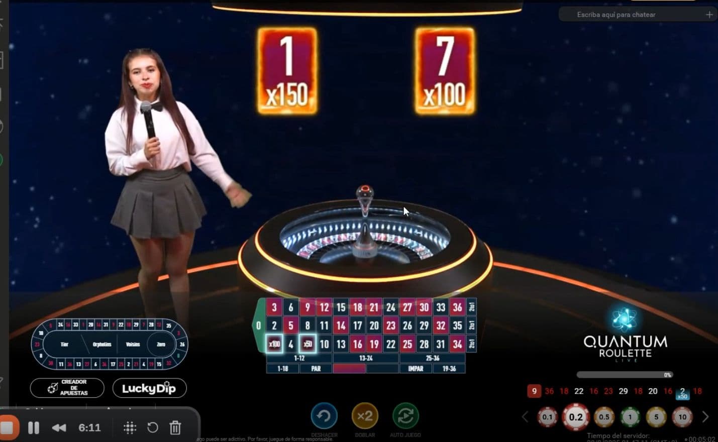 Apuesta al pleno con multiplicadores en Boost en Quantum Ruleta en 888 Casino