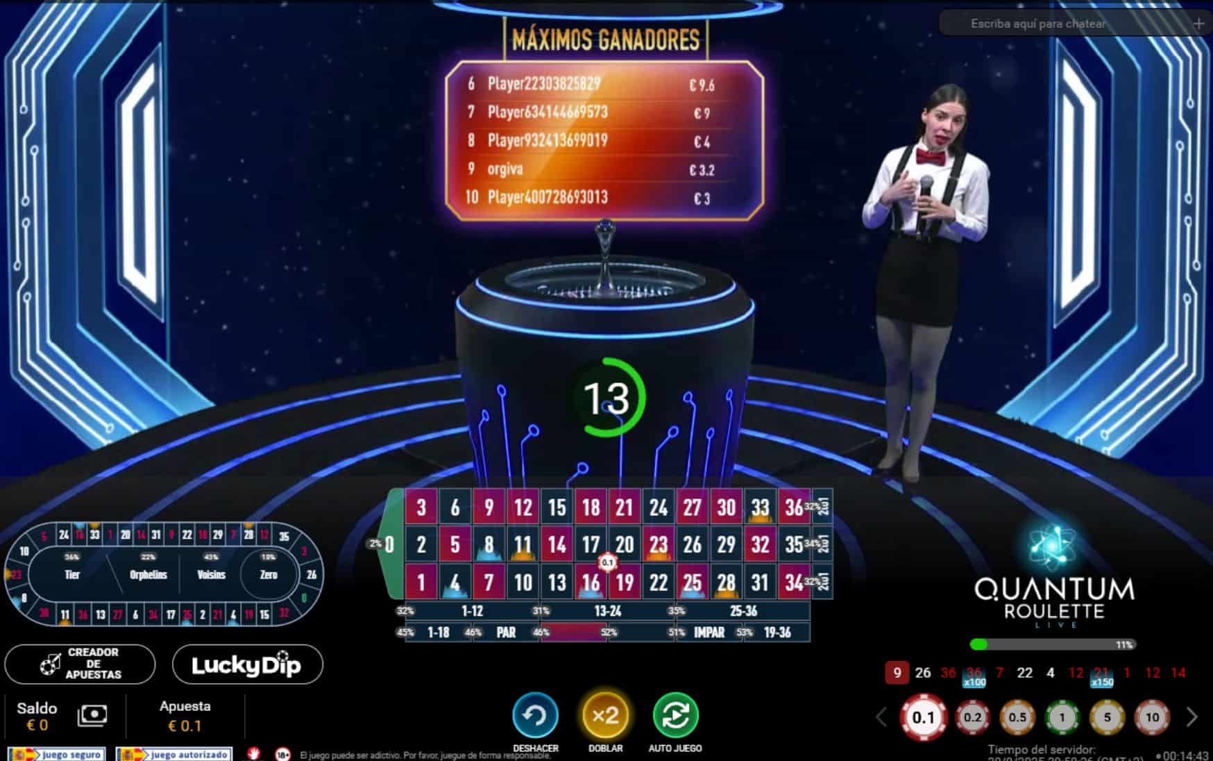 Apuesta córner en Quantum Ruleta de 888 Casino