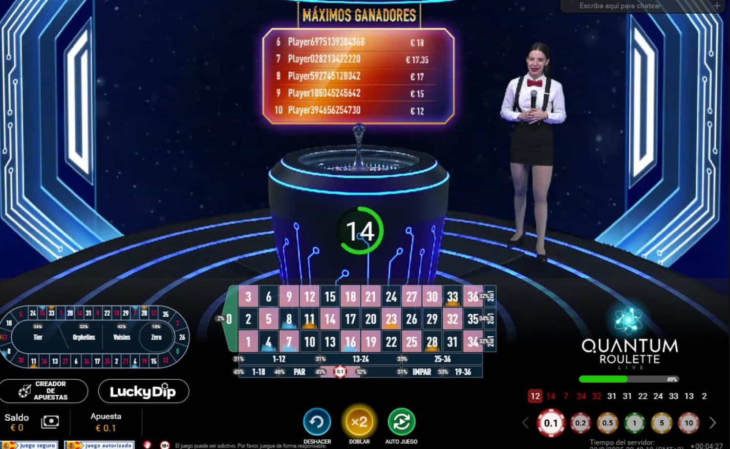 Apuesta al rojo en Quantum Ruleta 888 Casino