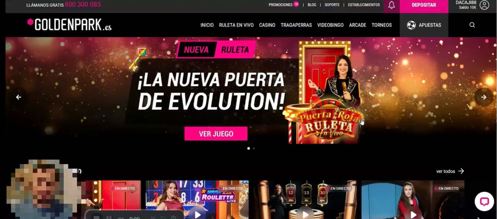 Pantallazo del paso 1 del vídeo guía de cómo liberar un bono depósito en Golden Park